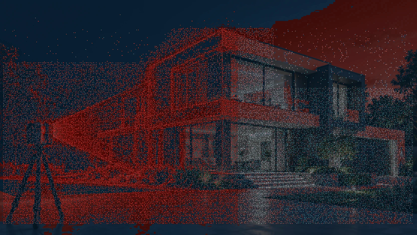 Sample house transformed into illustrative point cloud